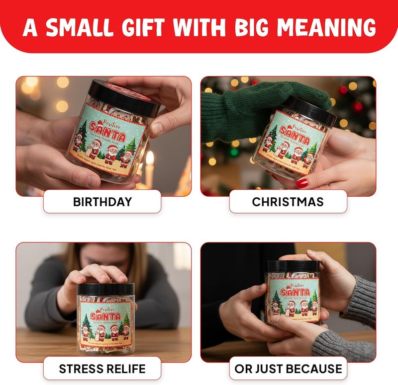 BOYESE Positive Santa Jar with 60 Daily Affirmation Card, Christmas Gifts for Teens, White Elephant Gifts, Christmas Stocking Stuffer for Teen Girls, Teen Boys, Women, Men, Coworkers, Sisters, Friends - Image 5